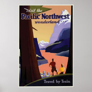 1925 Pacific Northwest Travel Poster Vintage Wall