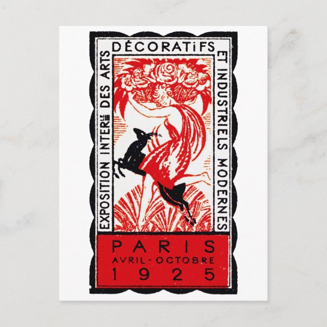 1925 Paris Art Deco Poster Postcard (Front)