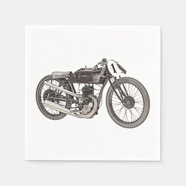 1926 Garelli Italian Racing Motorcycle Drawing Napkin (Front)