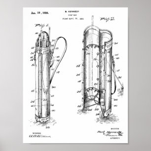 1926 Golf Club Caddy Bag Design Patent Art Print