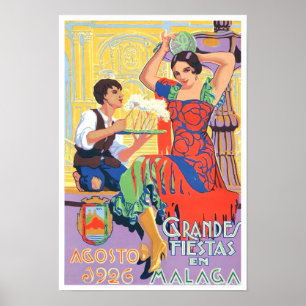 1926 Malaga Spain vintage travel Poster