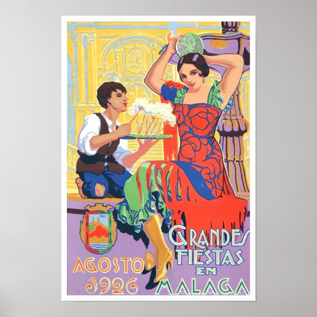 1926 Malaga Spain vintage travel Poster (Front)