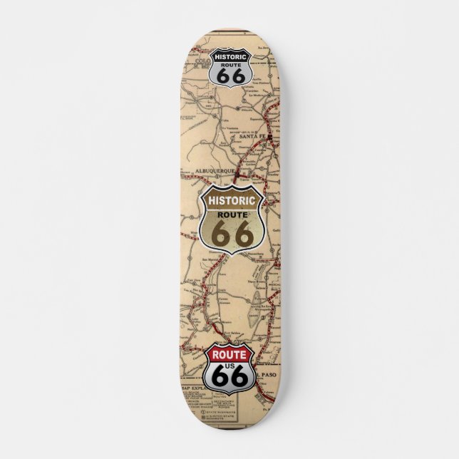 1926 New Mexico Map of Historic Route 66 Skateboard (Front)