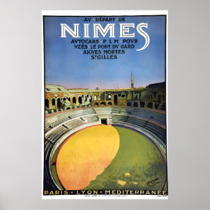 1926 Nimes France Amphitheatre - Vintage Style Poster