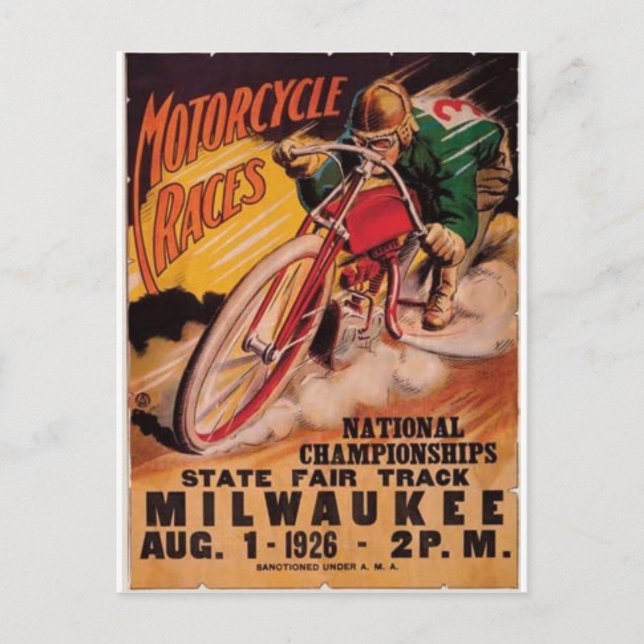 1926 Racing Poster Postcard (Front)
