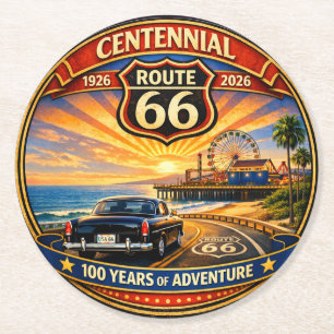 1926 Santa Monica Ocean Horizon Barware Round Paper Coaster