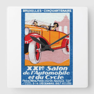 1927 Brussels Automotive Exposition Square Wall Clock