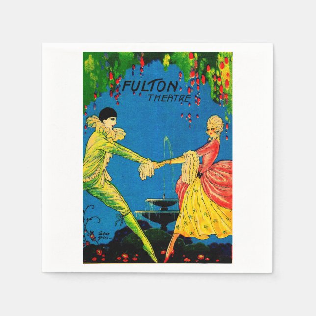 1927 Fulton Theatre program cover art Napkin (Front)