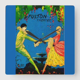 1927 Fulton Theatre program cover art Square Wall Clock