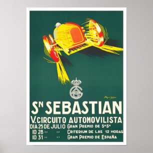 1927 San Sebastian Grand Prix vintage racing Poster