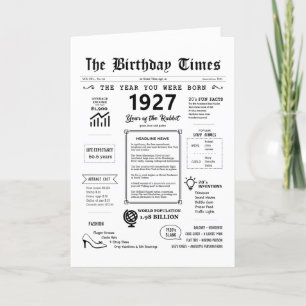 1927 The Year You Were Born Birthday Card