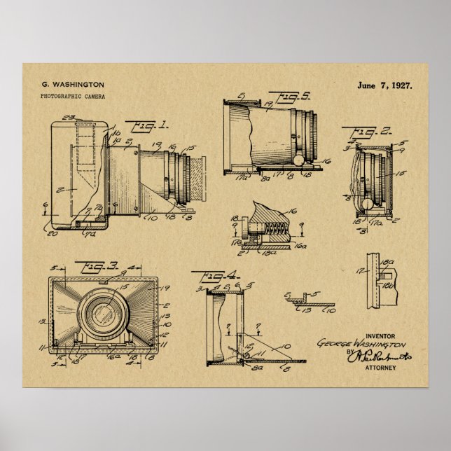 1927 Vintage Camera Patent Art Drawing Print (Front)