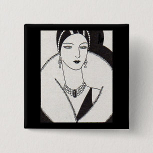 1928 art deco woman 15 cm square badge