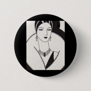 1928 art deco woman 6 cm round badge