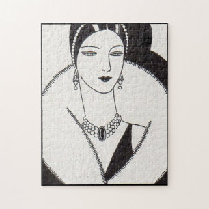 1928 art deco woman jigsaw puzzle