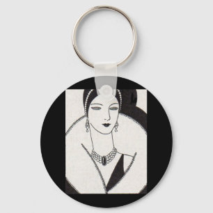 1928 art deco woman key ring