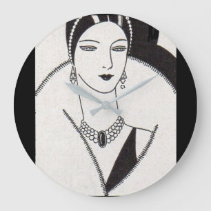 1928 art deco woman large clock