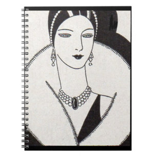1928 art deco woman notebook