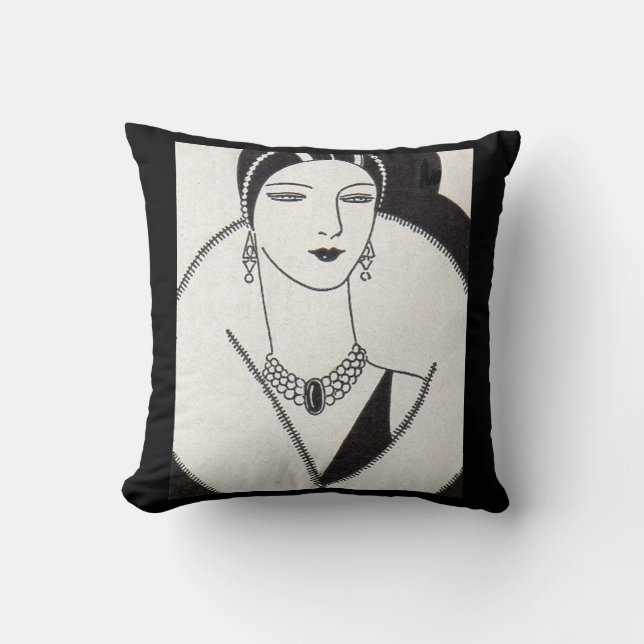 1928 art deco woman print cushion (Front)