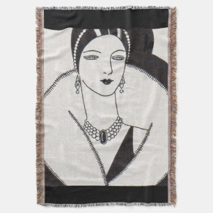 1928 art deco woman throw blanket