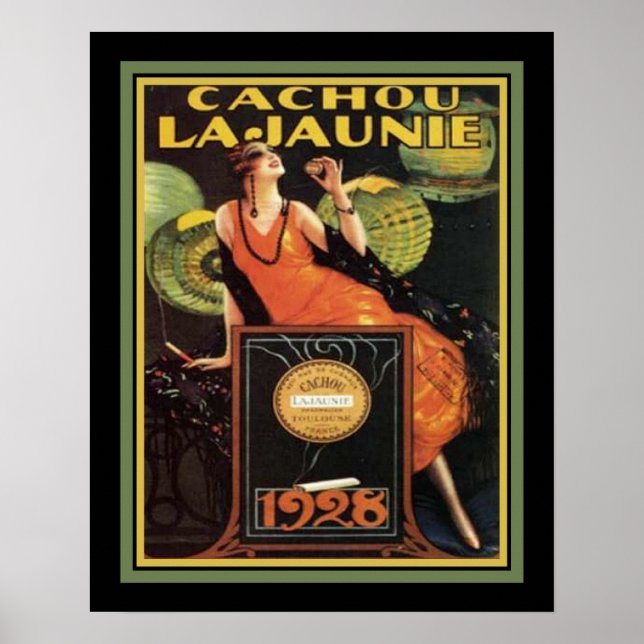 1928 Deco "Cachou Lajunie" Tobacco Ad Poster (Front)