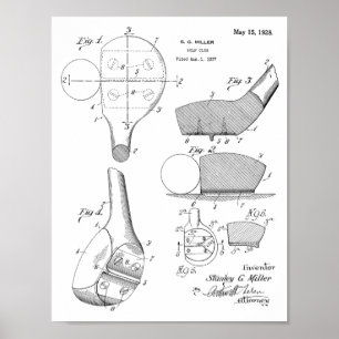 1928 Golf Club Head Patent Art Drawing Print