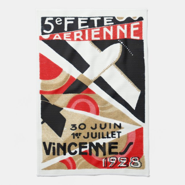1928 Paris Air Show Tea Towel (Vertical)