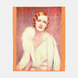 1928 Ziegfeld Theatre program cover Marilyn Miller Fleece Blanket