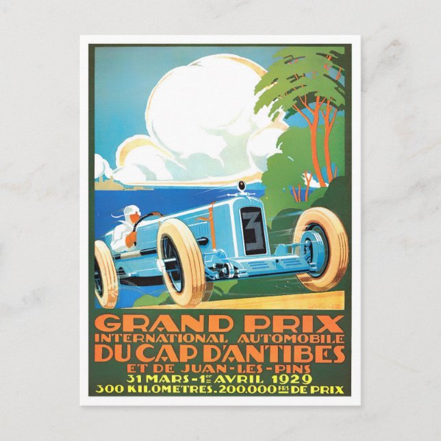 1929 Antibes Grand Prix vintage racing Postcard (Front)