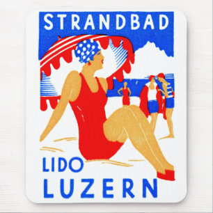 1929 Art Deco Strandbad Lido Luzern Mouse Mat