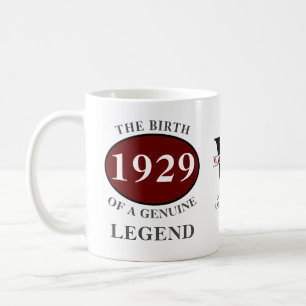 1929 Birthday Monogram Legend Add Your Name Coffee Mug
