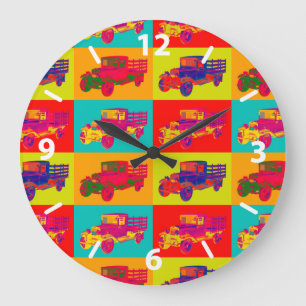 1929 Blue chevy truck 1 tonne Pop Art Large Clock