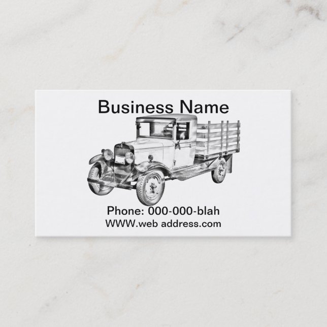 1929 chevy truck 1 tonne stake Body Illustration Business Card (Front)