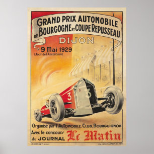 1929 Dijon Grand Prix Vintage Poster