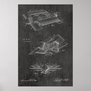 1929 Futuristic Aeroplane Patent Art Drawing Print