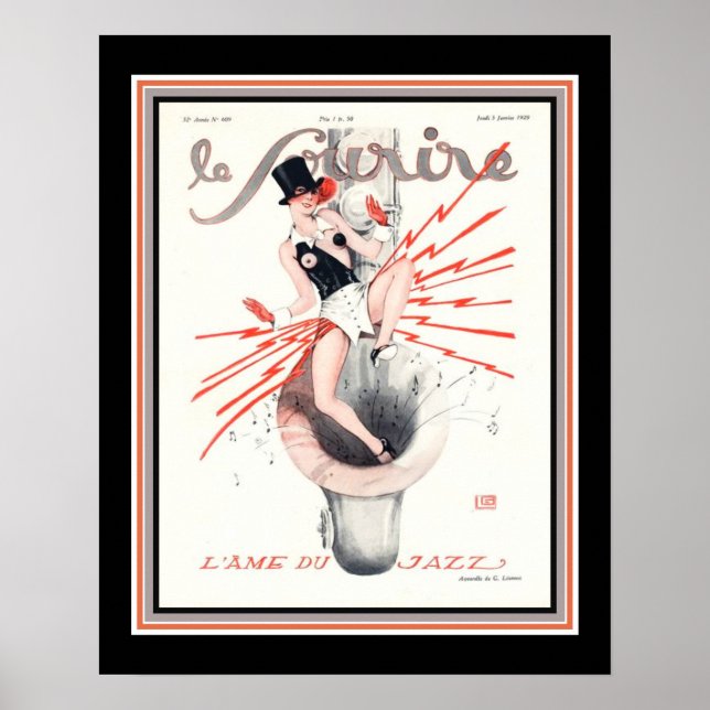 1929 Le Sourire Art Deco Jazz Cover Poster (Front)