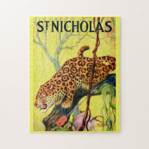 1929 St. Nicholas magazine cover leopard Jigsaw Puzzle