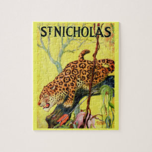 1929 St. Nicholas magazine cover leopard Jigsaw Puzzle