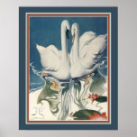 1929 Swans Art Deco Poster<br><div class="desc">Colourful,  1929,  Art Deco "Swans" print. 16x20 shown here. Standard 11x14 also available,  as well as,  custom sizes and canvas.</div>