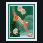 1930 Art Deco Swimmer/Resort Ad  16x20 Poster<br><div class="desc">1930 Art Deco Pullman Travel Advertisement Print for Summer Resorts 16 x 20</div>