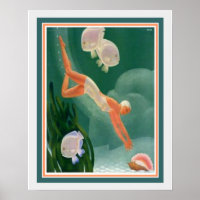 1930 Art Deco Swimmer/Resort Ad  16x20