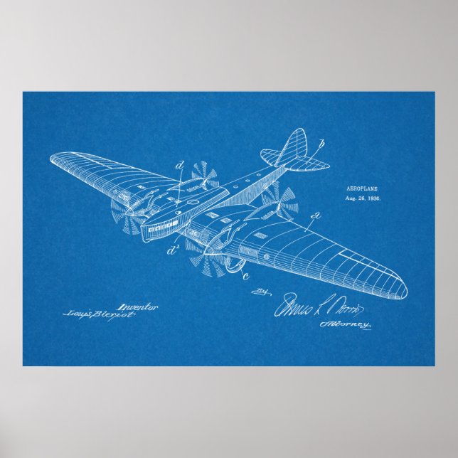 1930 Boat Aeroplane Patent Art Drawing Print (Front)
