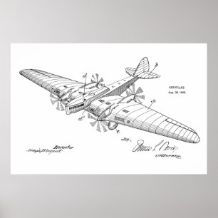1930 Boat Airplane Patent Art Drawing Print