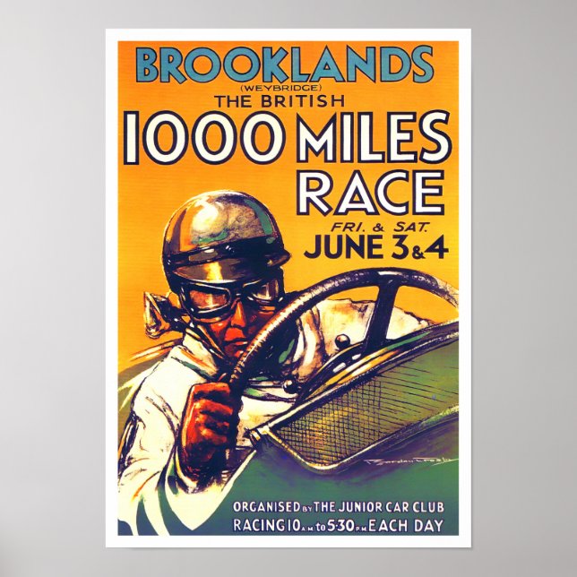1930 Brooklands 1000 miles race vintage Poster (Front)