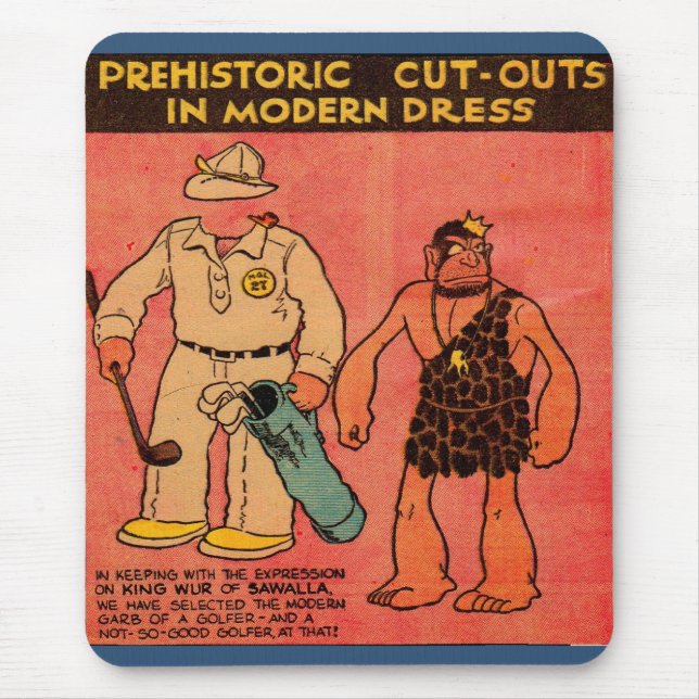 1930 comics paper doll cave man King Wur Mouse Mat (Front)