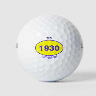 1930 Editable 90th Birthday Yellow Personalised Golf Balls