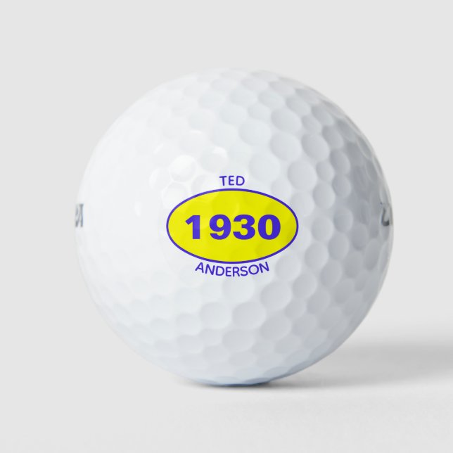 1930 Editable 90th Birthday Yellow Personalised Golf Balls (Front)