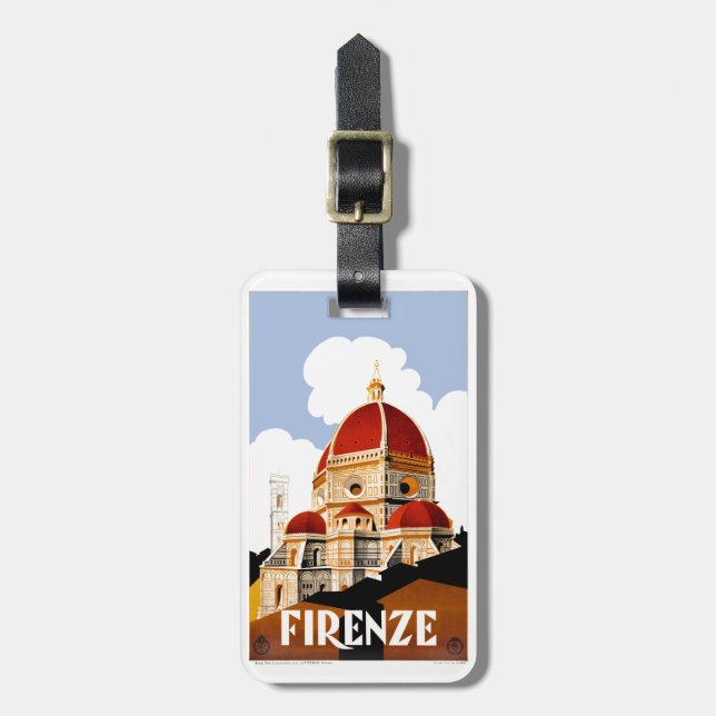 1930 Florence Italy Duomo Travel Poster Luggage Tag (Front Vertical)