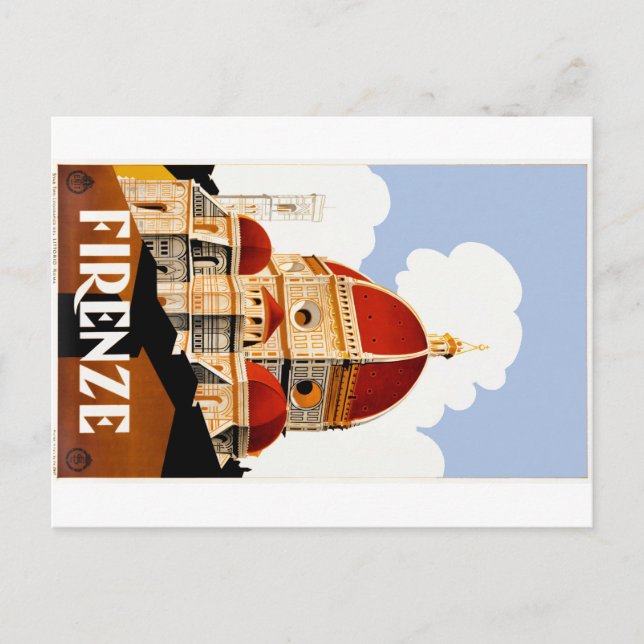 1930 Florence Italy Duomo Travel Poster Postcard (Front)