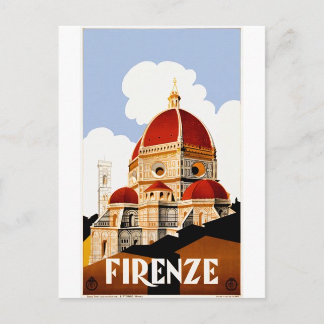 1930 Florence Italy Travel Poster Postcard (Front)